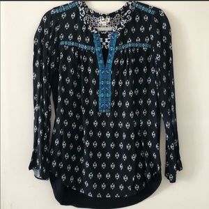 Anthropologie Mixed media black top
